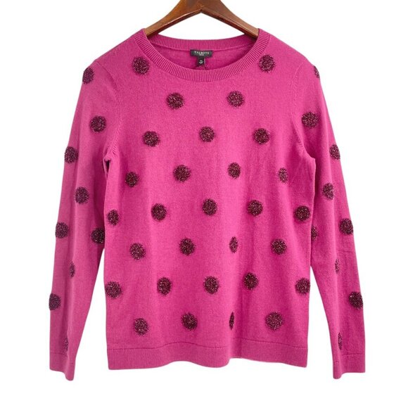 NWT Talbots Tinsel Dot Sweater Womens Size Small Peite Plum Delight Wool Blend - Picture 2 of 8